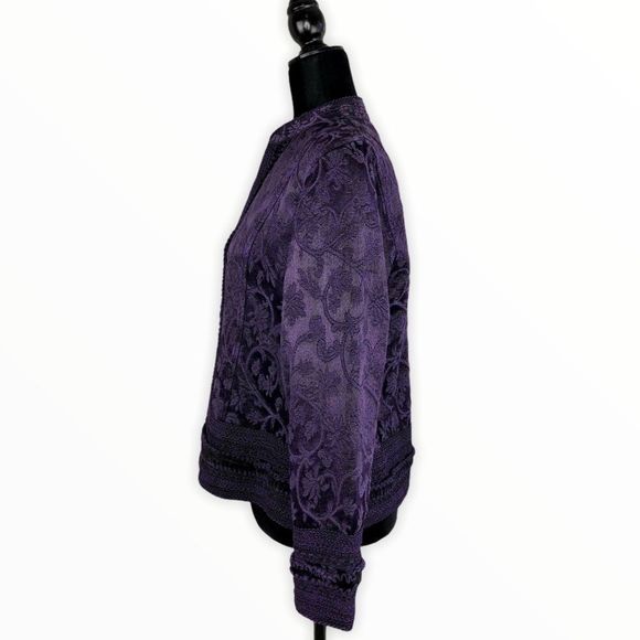 Coldwater Creek Rich Purple Tapestry Brocade Jacket size Petite Medium - Picture 5 of 14